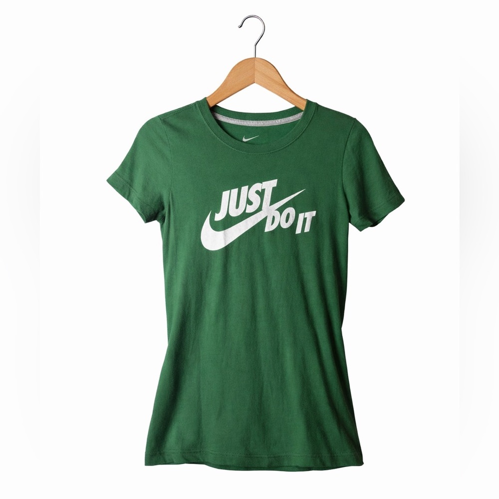 Nike Just Do It Green Graphic Tee Medium Athletic Activewear Streetwear Logo
